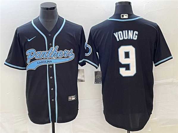 Men%27s Carolina Panthers #9 Bryce Young Black With Patch Cool Base Stitched Baseball Jersey->atlanta falcons->NFL Jersey